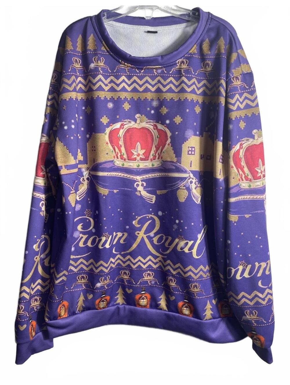 Crown Royal Sweat Shirt Womens Size Large Purple Gold Crew Neck Loungewear Fall